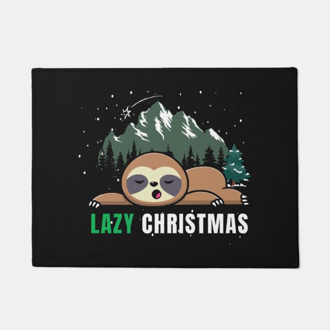 Lazy Christmas Sloth  Funny Doormat (Front)