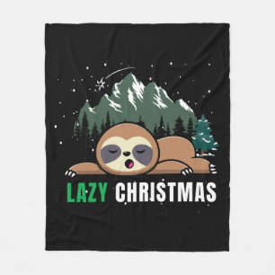 Lazy Christmas Sloth Funny Fleece Blanket