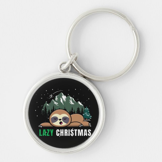 Lazy Christmas Sloth  Funny Key Ring (Front)