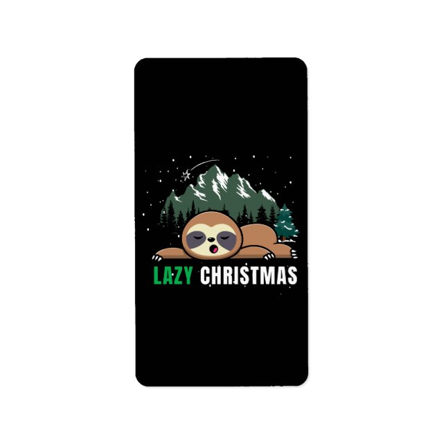 Lazy Christmas Sloth  Funny Label (Front)