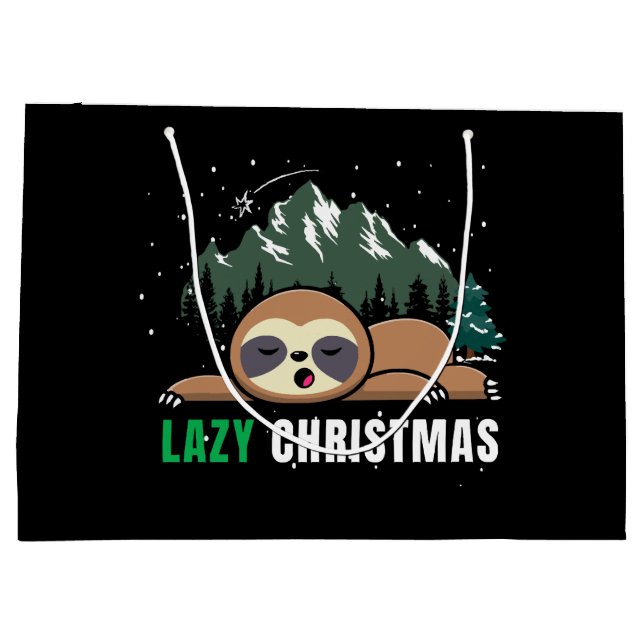 Lazy Christmas Sloth  Funny Large Gift Bag (Back)