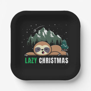Lazy Christmas Sloth Funny Paper Plate