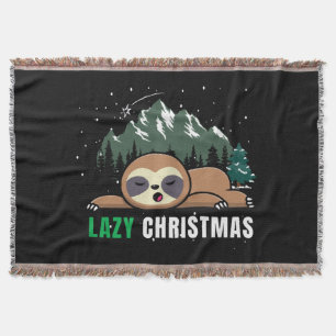 Lazy Christmas Sloth Funny Throw Blanket