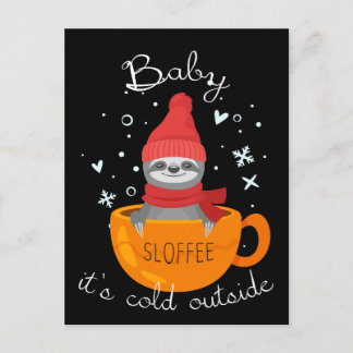 lazy (coffee) bathes in coffee in winter postcard