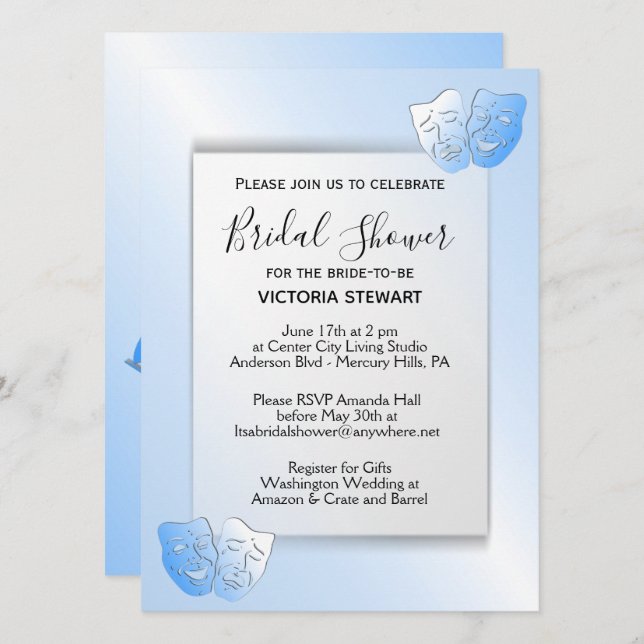 Lazy Day Sailing Theatre Bridal Shower Invitation (Front/Back)