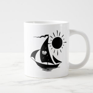 Lazy Day Sailing Theatre Music White Sailboat Large Coffee Mug