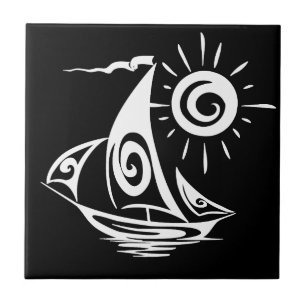 Lazy Day Sailing White Ceramic Tile