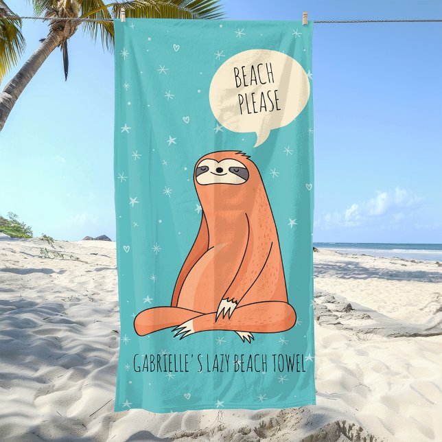 Lazy Day Sloth Beach Towel (Beach Please!!! This is the ultimate towel for long days at the beach, )