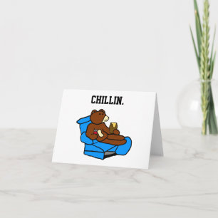 Lazy Easy Chair Bear Funny Chillin Dad Cartoon Card