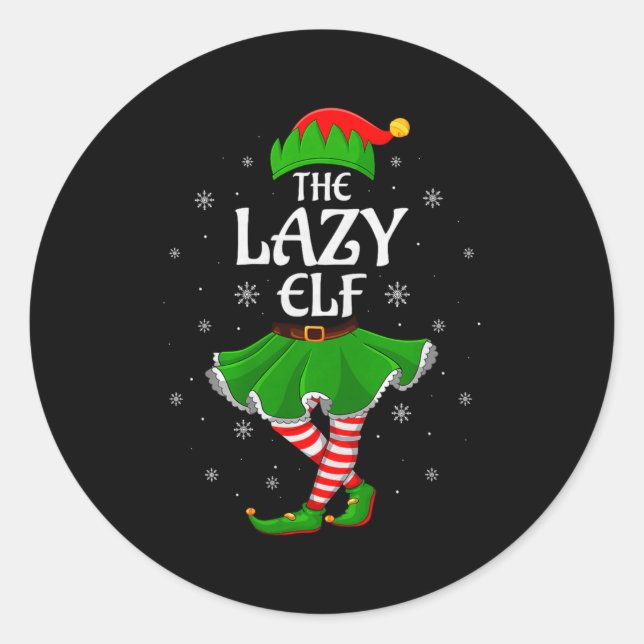Lazy Elf Christmas Family Girls Women Elf Squad Xm Classic Round Sticker (Front)