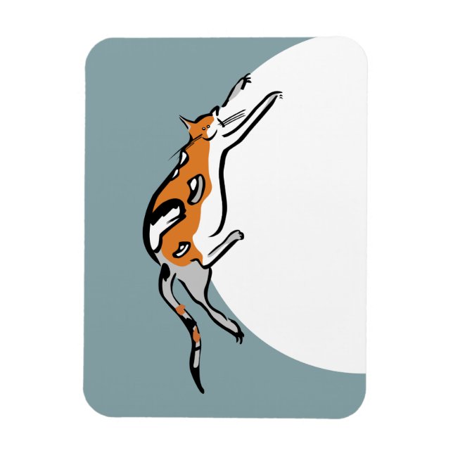 Lazy Fat Tricolor Funny Cat Magnet (Vertical)