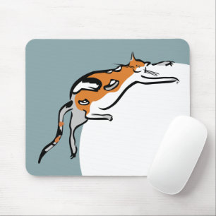Lazy Fat Tricolor Funny Cat Mouse Pad