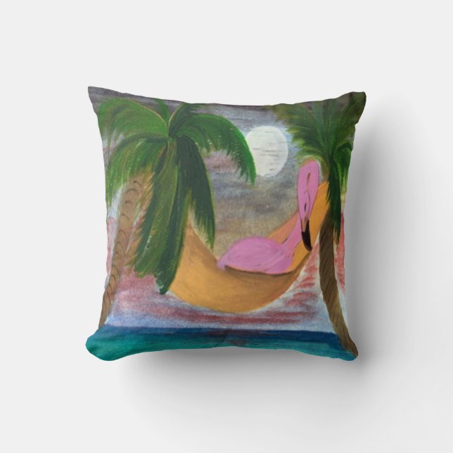 Lazy Flamingo throw pillow (Front)