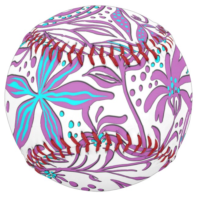Lazy Floral Pattern on White  Softball (Front)