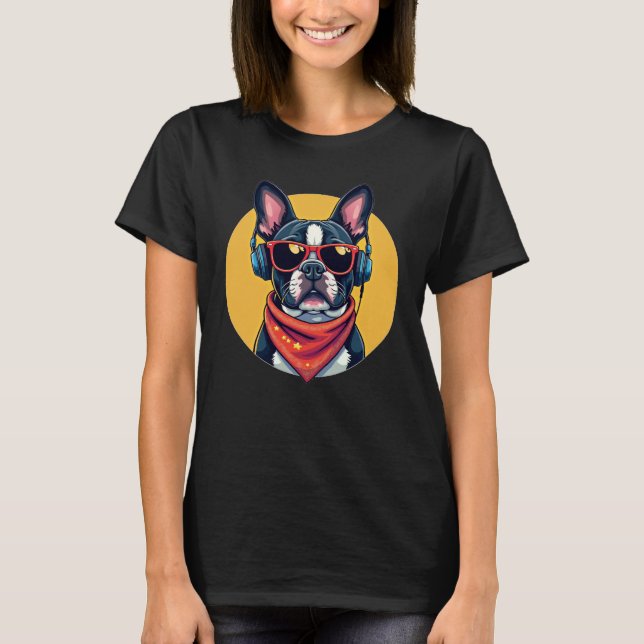 Lazy Frenchie Nope Cute Bulldog Tee (Front)