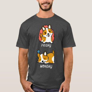Lazy Friday Monday Corgi Dog T-Shirt
