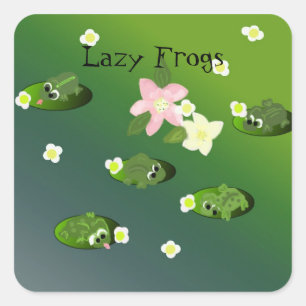 Lazy Frogs on the Pond Square Sticker