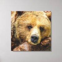 Lazy Grizzly Bear realistic oil on canvas.