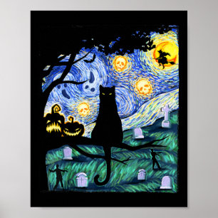 Lazy Halloween Costume Women Men Scary Black Cat  Poster