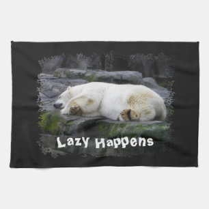 Lazy Happens Polar Bear Tea Towel