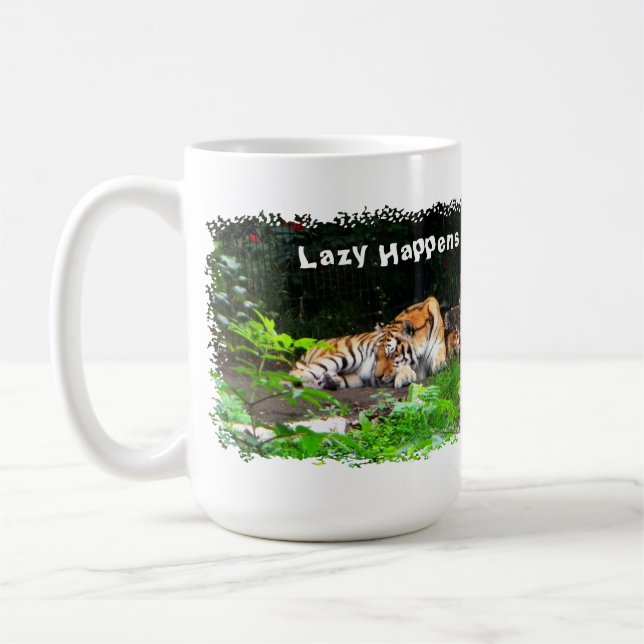 Lazy Happens Siberian Tiger Coffee Mug (Left)
