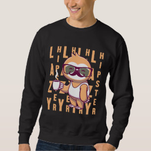 Lazy Hipster Sloth Coffee Moustache Glasses Sweatshirt