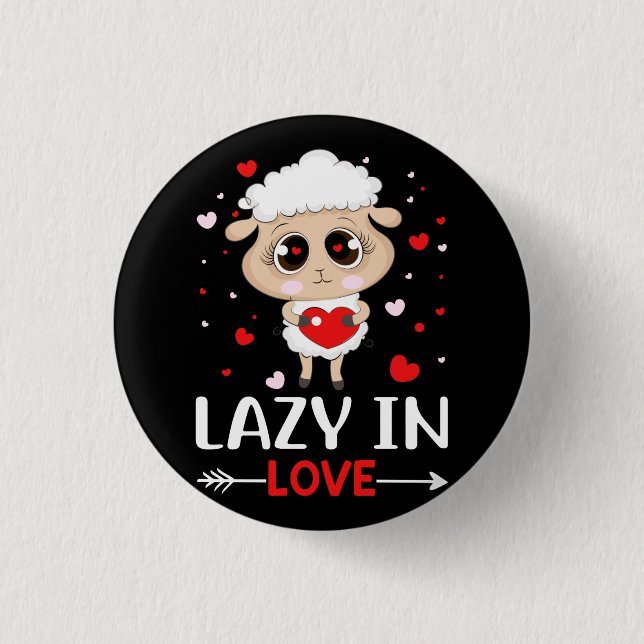 Lazy in Love Sheep for Valentine's Day Singles 3 Cm Round Badge (Front)