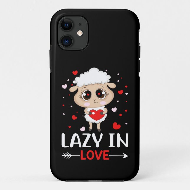Lazy in Love Sheep for Valentine's Day Singles Case-Mate iPhone Case (Back)