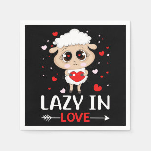 Lazy in Love Sheep for Valentine's Day Singles Napkin