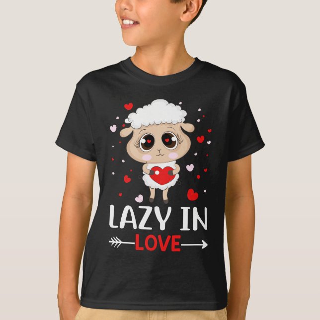 Lazy in Love Sheep for Valentine's Day Singles T-Shirt (Front)