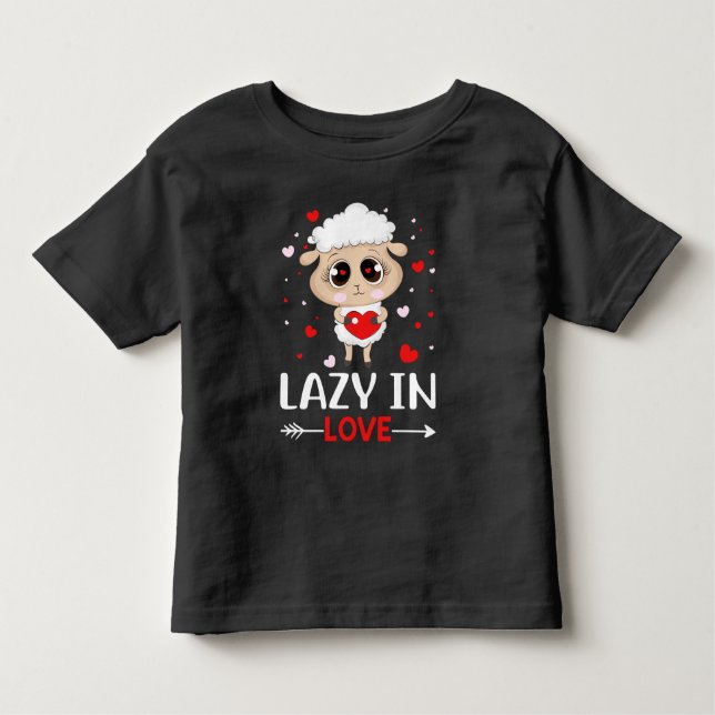 Lazy in Love Sheep for Valentine's Day Singles Toddler T-Shirt (Front)