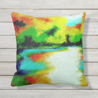 Lazy lake sunsets outdoor cushion