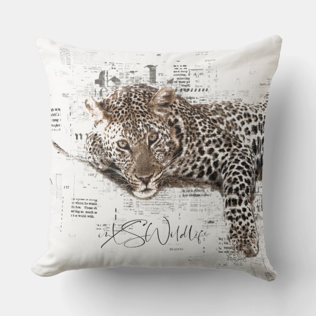LAZY Leopard Throw Pillow (Front)
