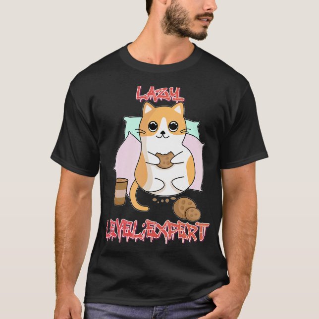 Lazy Level Expert Lazy Cat  Graphic T-Shirt (Front)