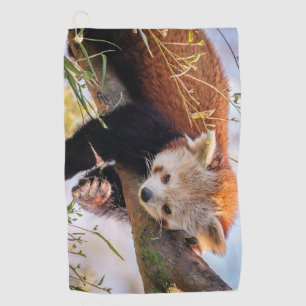 Lazy little red panda golf towel