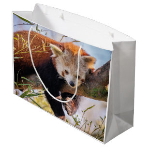 Lazy little red panda large gift bag