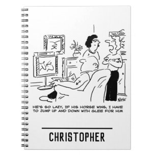 Lazy Man Watches Horse Racing on Television Notebook