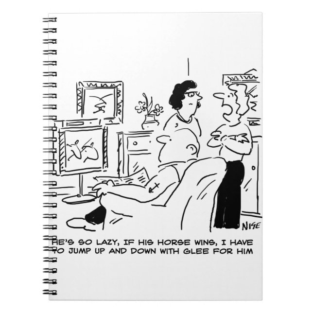 Lazy Man Watches Horse Racing on Television Notebook (Front)