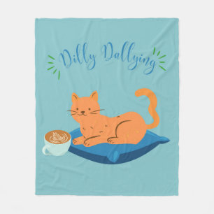 Lazy Orange Cat Fleece Blanket
