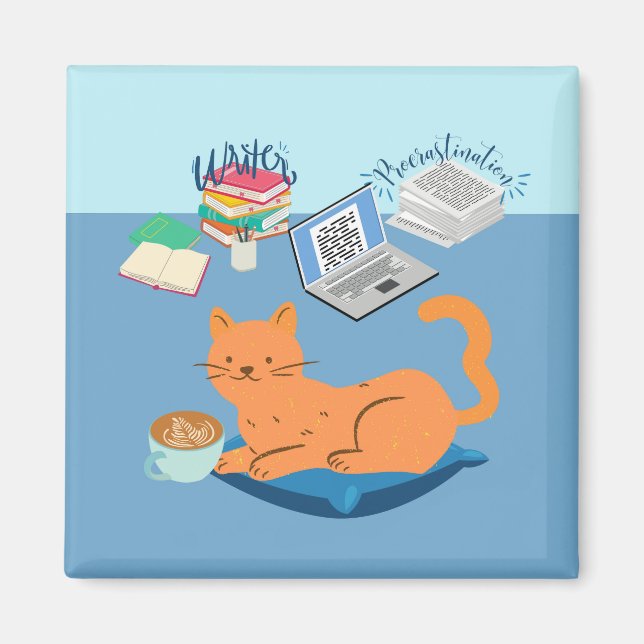 Lazy Orange Cat Magnet (Front)