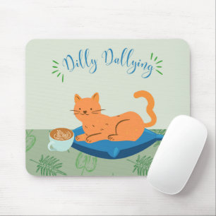 Lazy Orange Cat Mouse Pad