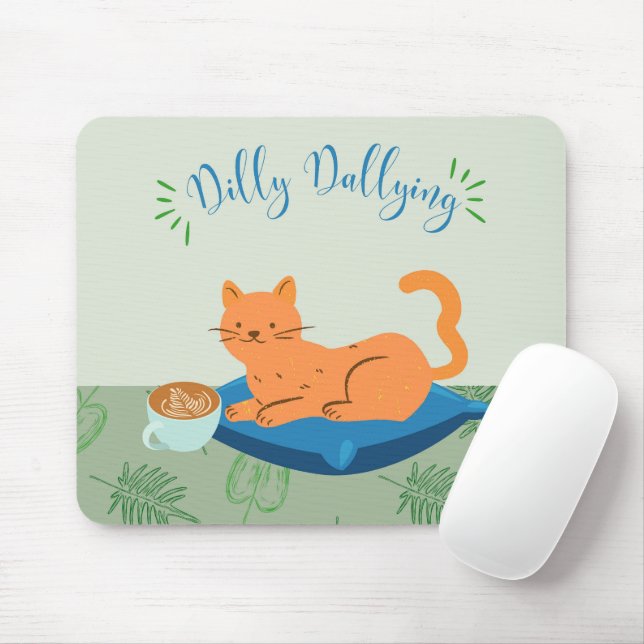 Lazy Orange Cat Mouse Pad (With Mouse)