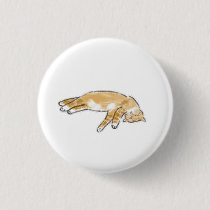 Lazy Orange Tabby Cat Gift for Pet Owners 3 Cm Round Badge