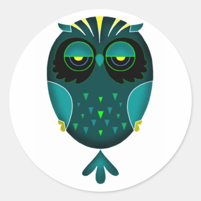 Lazy Owl Classic Round Sticker (Front)