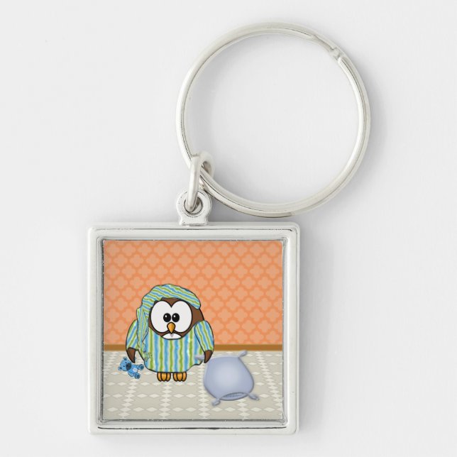 lazy owl - I don't do Mondays! Key Ring (Front)