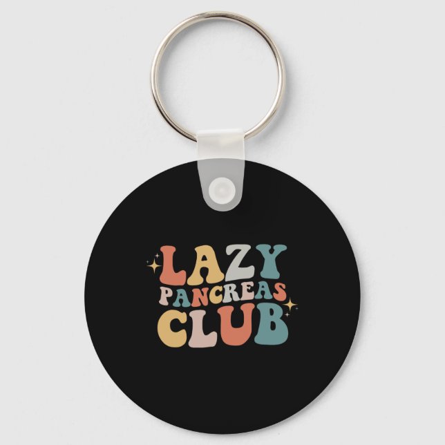 Lazy Pancreas Club Retro Diabetes Awareness Day  Key Ring (Front)
