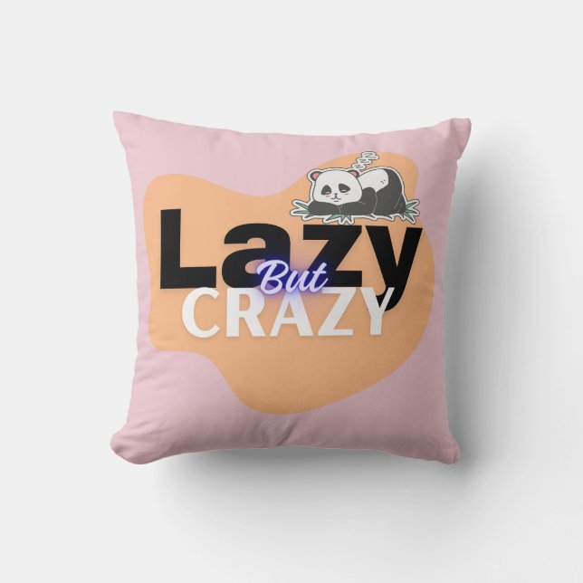 lazy panda throw pillow (Front)