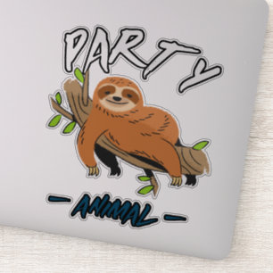Lazy party animal sloth sticker