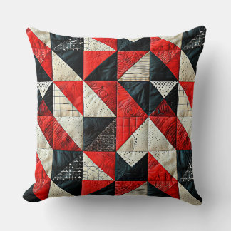 Lazy patchwork in red and black tones  cushion