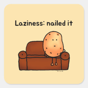Lazy Potato Cartoon Sticker Design